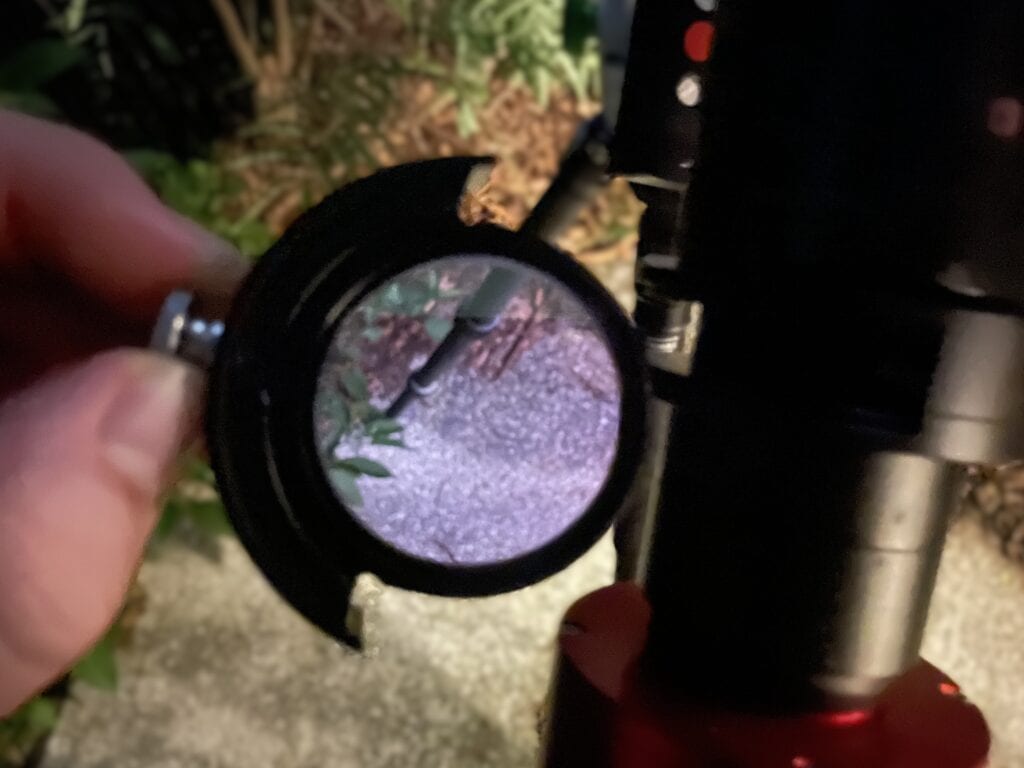 filter in filter drawer next to astrophotography rig