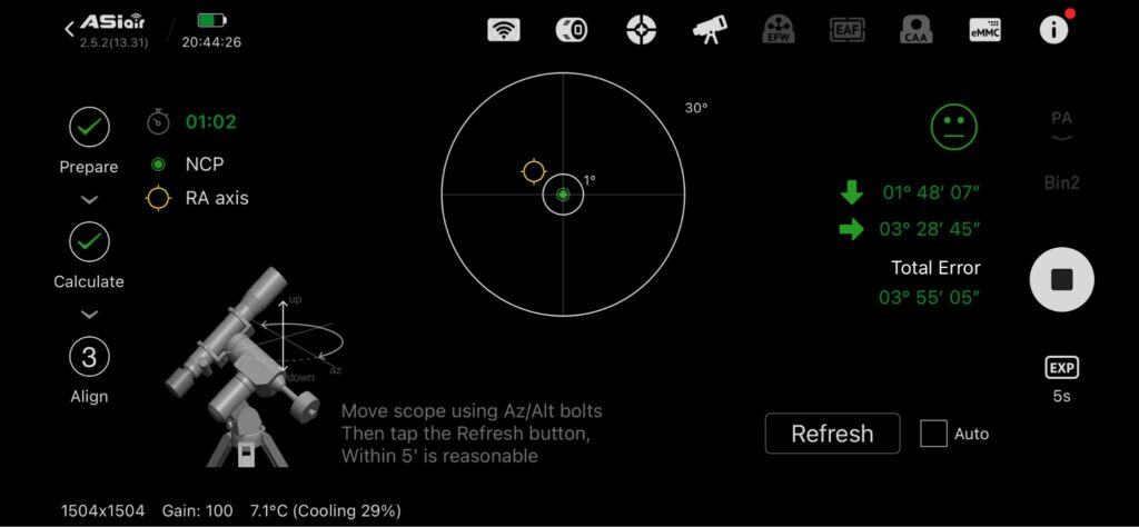 Initial Polar Alignment Pass - ASIAir Plus Polar Alignment Process