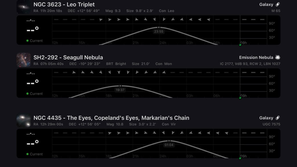 Three Targets Track in the Sky (Leo Triplet, Seagull Nebula, Markarians Chain)