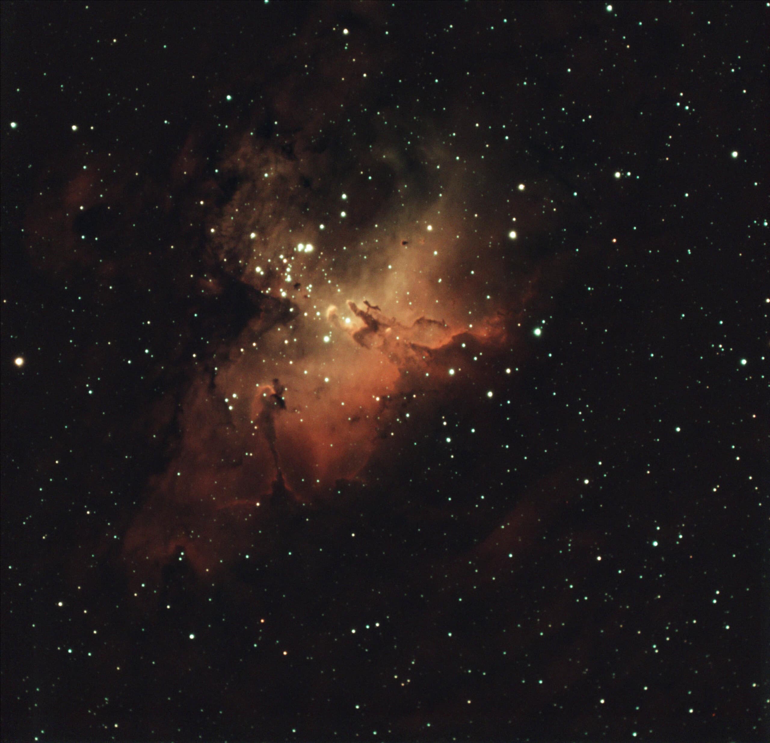 Stacked image of the Eagle Nebula, captured from a backyard